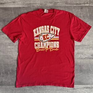 NFL Kansas City Chiefs Red Short Sleeve Graphic T Shirt Mens L Cotton Football